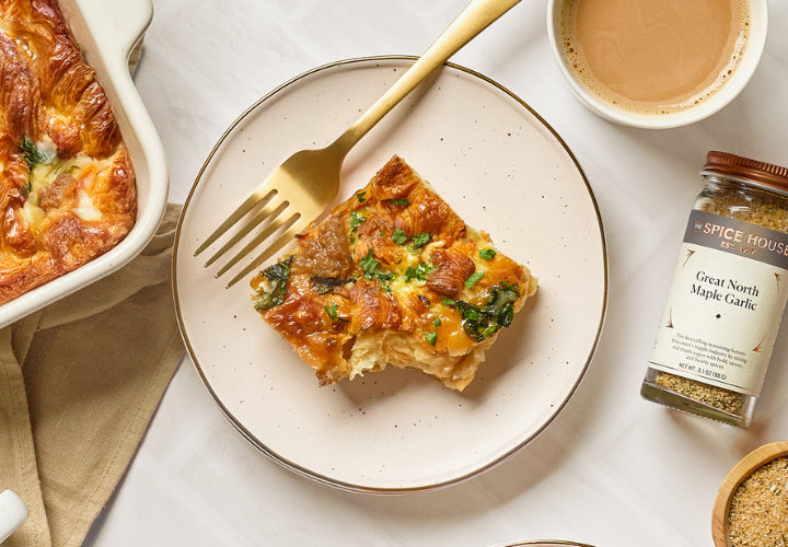 Maple Garlic Croissant Breakfast Casserole