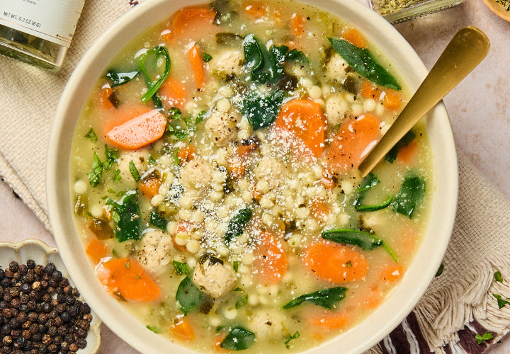 Italian Wedding Soup with Chicken Meatballs