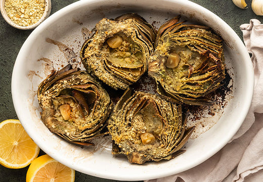 Lemon Garlic Roasted Artichokes