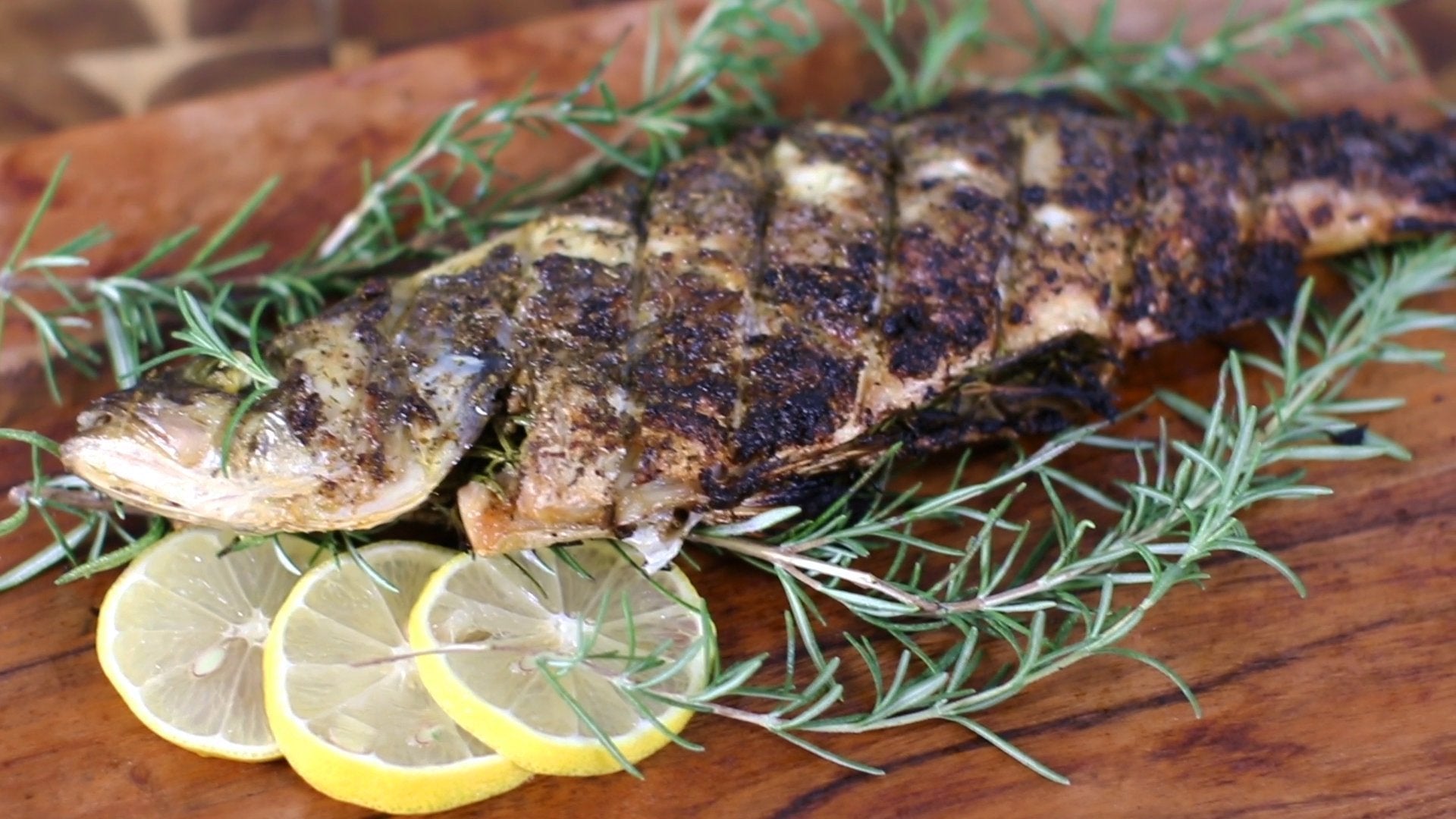 Mediterranean Whole Char Grilled Garlic Herb Branzino