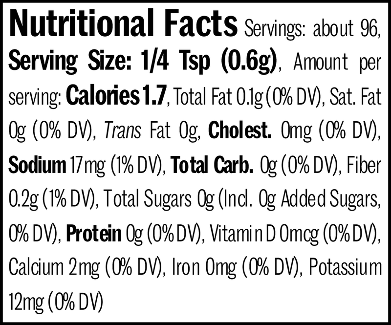 Chiles, Urfa Biber Jar, 2oz. Nutrition Label