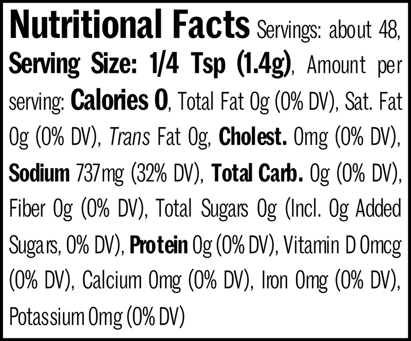 Salt, Truffle White Jar, 1/2 cup, 3.8 oz. Nutrition Label