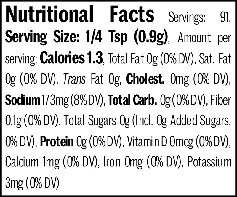 The House Blend Turkey Jar, 2.9oz. Nutrition Label