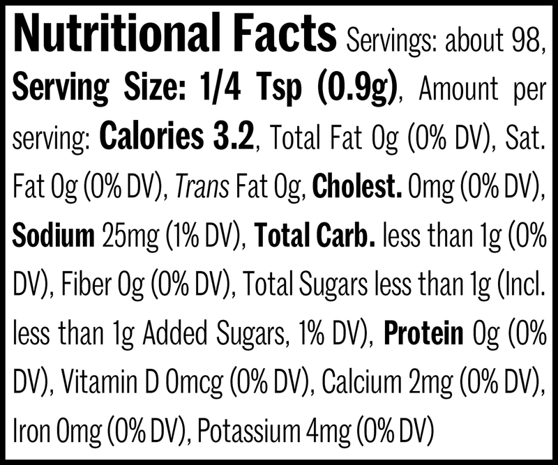 Great North Maple Garlic Seasoning Flatpack, 3.1oz. Nutrition Label