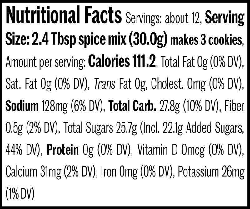 Gingersnap Cookie Mix Packet Nutrition Label