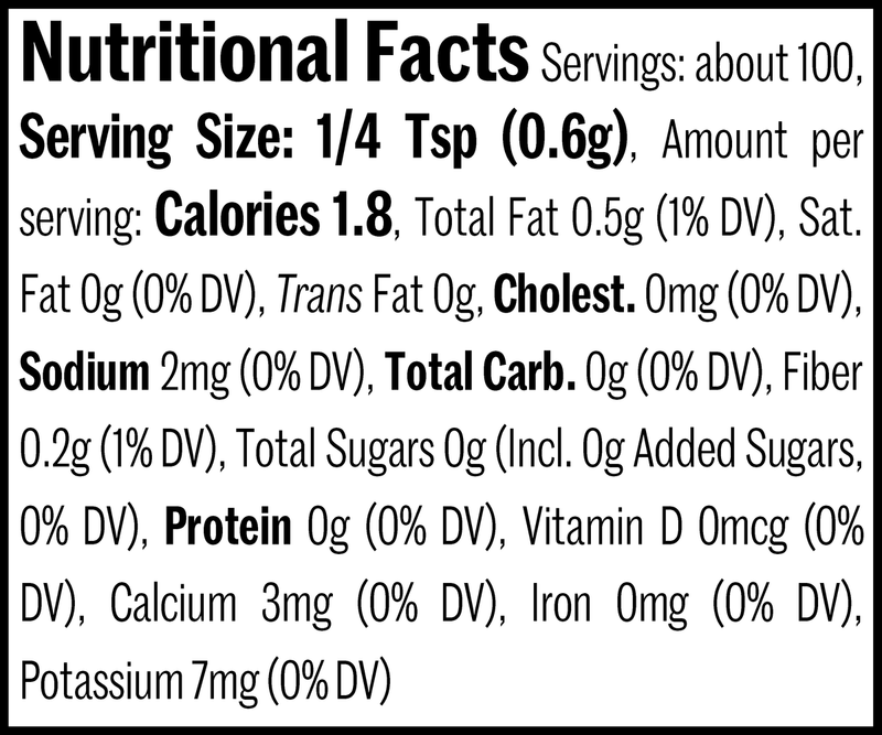 Shawarma Seasoning Flatpack, 2.1oz. Nutrition Label