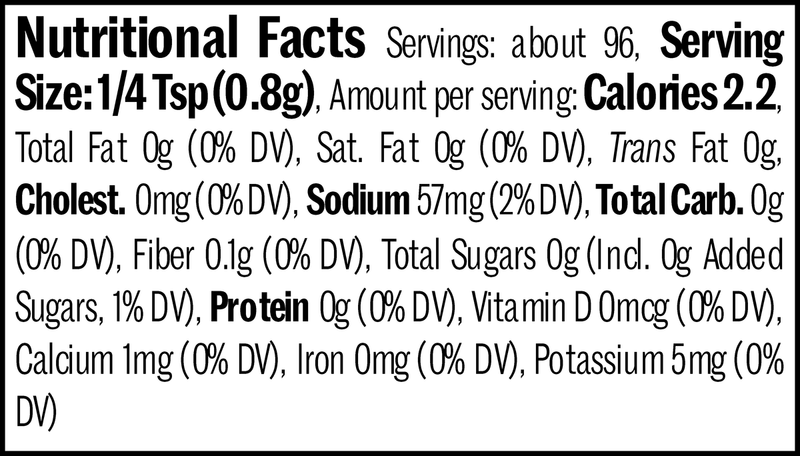 Sichuan Chile BBQ Rub Jar, 2.7oz. Nutrition Label