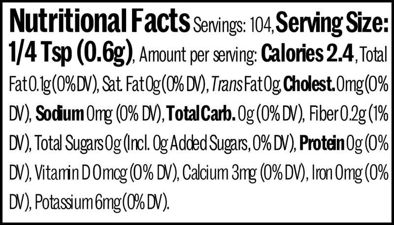 Shichimi Togarashi Jar, 2.2oz. Nutrition Label