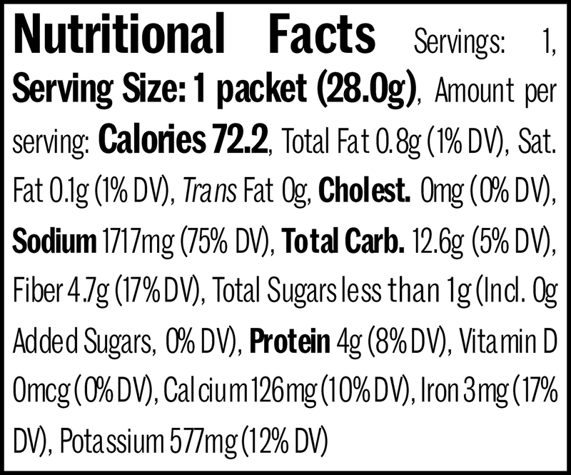 Green Chimichurri Mix Packet Nutrition Label