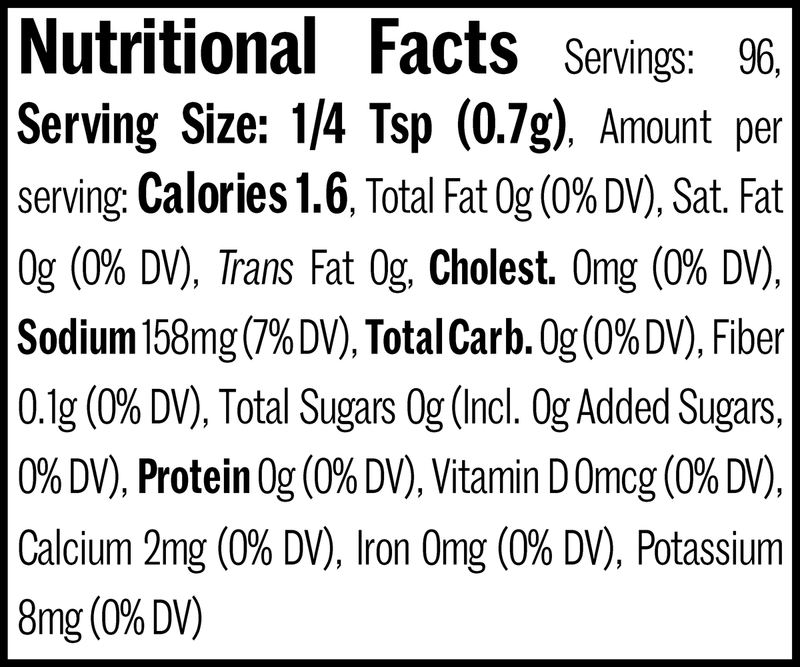 The House Blend Chicken All-Purpose Seasoning Flatpack, 2.3oz. Nutrition Label