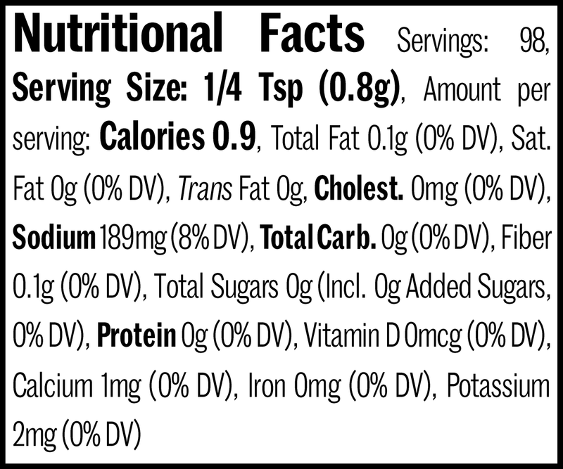 The House Blend Beef All-Purpose Seasoning Flatpack, 2.7oz. Nutrition Label