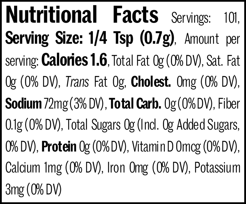 Lemon Pepper Seasoning Flatpack, 2.5oz. Nutrition Label