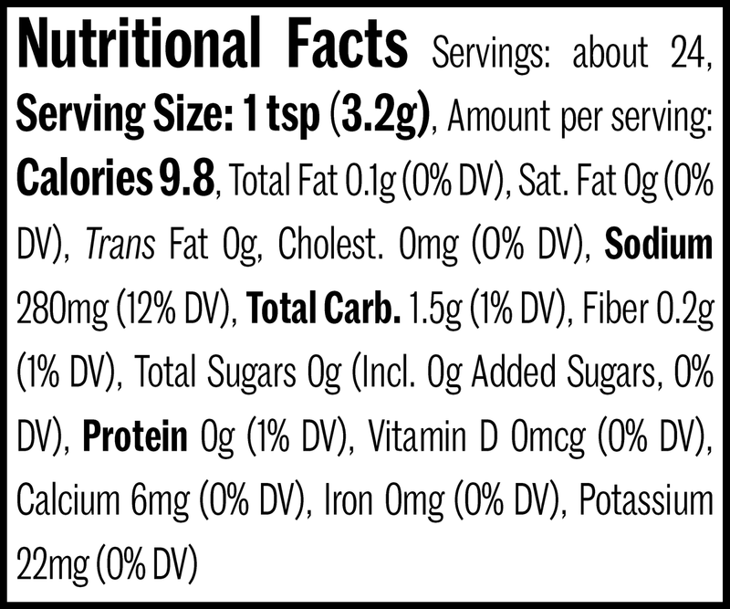 Toasted Onion Dip Jar, 2.7oz. Nutrition Label